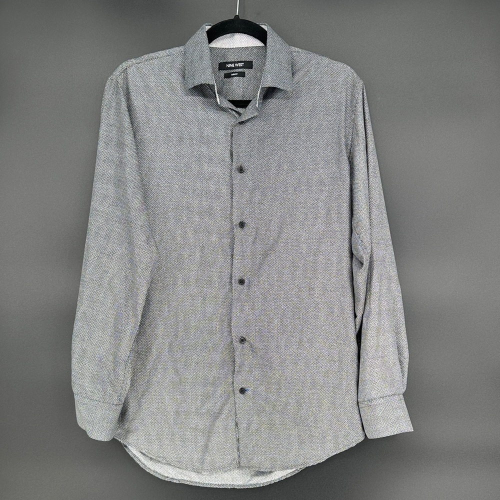 Men’s Nine West Men's Slim Fit Charcoal Button Down Shirt Size S